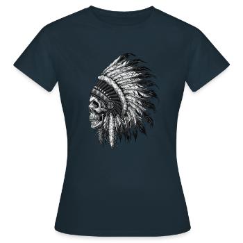 Indianischer Ureinwohner-Schädel - Frauen T-Shirt - Navy - Vorne - AI Model Female 172 dark (172cm)