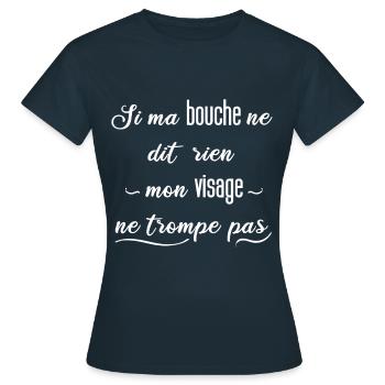 message humoristique humour femme - T-shirt Femme - marine - Devant - AI Model Female 172 dark (172cm)