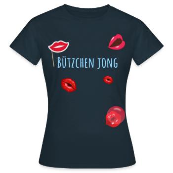 Bisous, bisous, jong, carnaval, lèvres - T-shirt Femme - marine - Devant - AI Model Female 172 dark (172cm)