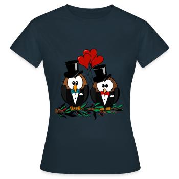 Homo Hochzeit Schwule Verliebte werden ein Paar - Frauen T-Shirt - Navy - Vorne - AI Model Female 172 dark (172cm)