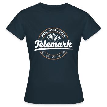 Telemark Ski Talse Free Rétro - T-shirt Femme - marine - Devant - AI Model Female 172 dark (172cm)