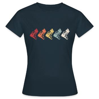 Telemark Ski Ferse Frei Vintage Retro 70s - Frauen T-Shirt - Navy - Vorne - AI Model Female 172 dark (172cm)