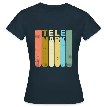 Telemark Ski Ferse Frei Retro Vintage Geschenk - Frauen T-Shirt - Navy - Vorne - AI Model Female 172 dark (172cm)