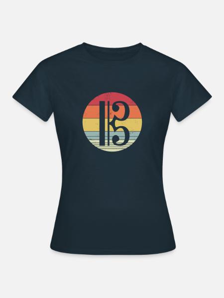 Clave antigua retro vintage diseño viola bass - Camiseta mujer - azul marino