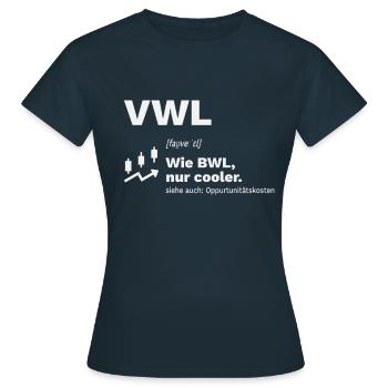 VWL Student Studium Geschenk Oppurtunitätskosten - Frauen T-Shirt - Navy - Vorne - AI Model Female 172 dark (172cm)