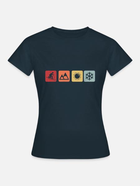 Telemark Ski Tours Gratis Hak Touring Ski's Retro Ski - Vrouwen T-shirt - navy