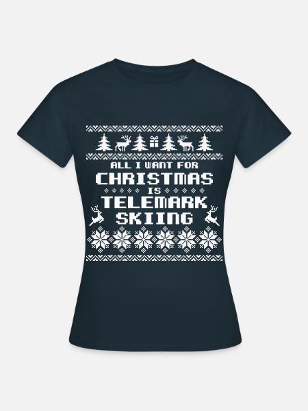 Christmas Telemark Ski Tourenski Free Heel - Dame-T-shirt - marineblå