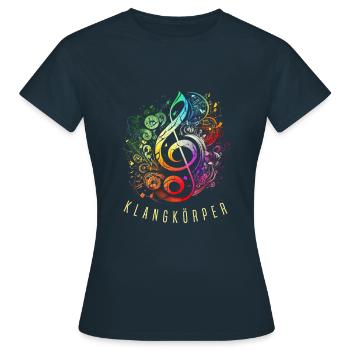 Klangkörper Chor Orchester Musik Violinschlüssel - Frauen T-Shirt - Navy - Vorne - AI Model Female 172 dark (172cm)