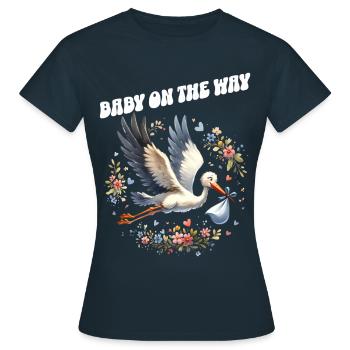 La future mère Stork apporte la belle nouvelle - T-shirt Femme - marine - Devant - AI Model Female 172 dark (172cm)