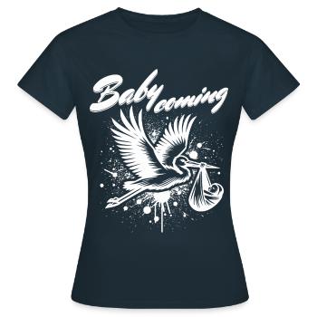 La future mère Stork apporte la belle nouvelle - T-shirt Femme - marine - Devant - AI Model Female 172 dark (172cm)