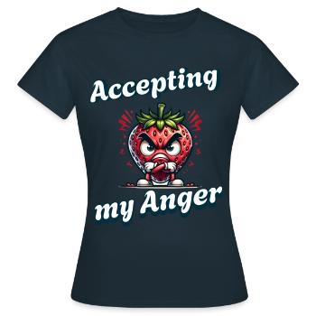 Periode Menstruation Erdbeerwoche Accepting My - Frauen T-Shirt - Navy - Vorne - AI Model Female 172 dark (172cm)