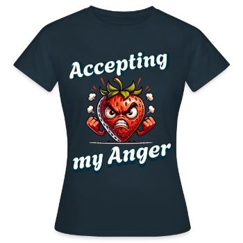 Periode Menstruation Erdbeerwoche Accepting My - Frauen T-Shirt - Navy - Vorne - AI Model Female 172 dark (172cm)