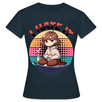 Je le déteste - Graphique d’époque humoristique - T-shirt Femme - marine - Devant - AI Model Female 172 dark (172cm)