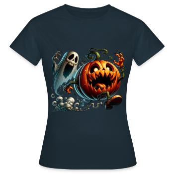 Drôle de citrouille et de poursuite de fantômes - T-shirt Femme - marine - Devant - AI Model Female 172 dark (172cm)
