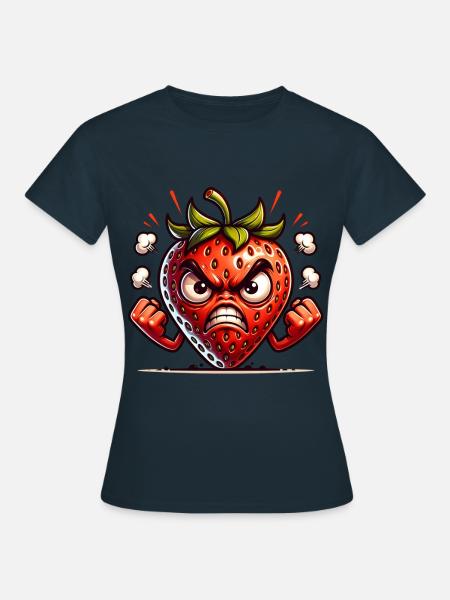 Wütende Erdbeere mit Comic-Stil - Frauen T-Shirt - Navy