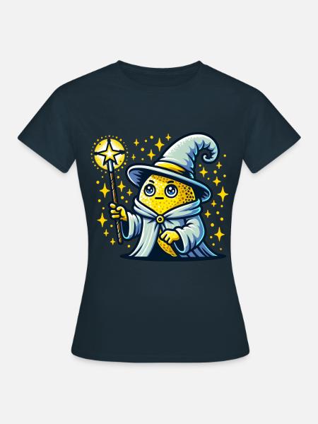 Zauberhafter Zitronenmagier Mit Sternenstab - Frauen T-Shirt - Navy