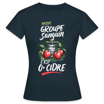 My blood type 0+ Cider Cider Fun - Women's T-Shirt - navy - Front - AI Model Female 172 dark (172cm)