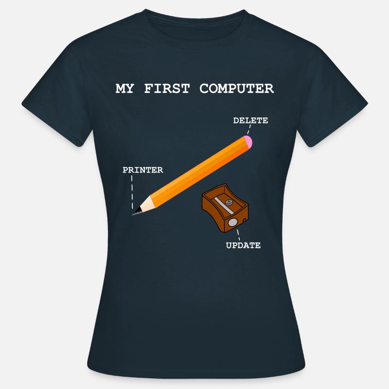 Computer PC Drucker Rechner Schreiben - Frauen T-Shirt - Navy