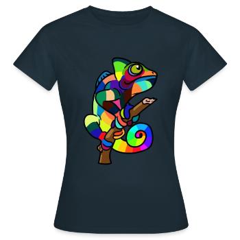 buntes Chamäleon Echse Wildtier Zoologie Baby - Frauen T-Shirt - Navy - Vorne - AI Model Female 172 dark (172cm)