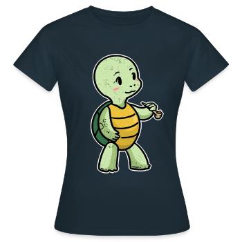 Petite tortue à pipe animaux fantaisie - T-shirt Femme - marine - Devant - AI Model Female 172 dark (172cm)