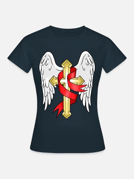 Croix Chrétiens Jésus Don Religion Pape - T-shirt Femme - marine