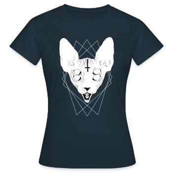 Sphinx Cat du diable - Black Metal Death Metal - T-shirt Femme - marine - Devant - AI Model Female 172 dark (172cm)