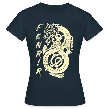 Fenrir The Nordic monster wolf - T-shirt Femme - marine - Devant - AI Model Female 172 dark (172cm)