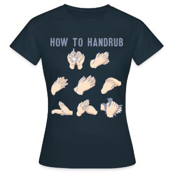 How to handrup - Frauen T-Shirt - Navy - Vorne - AI Model Female 172 dark (172cm)