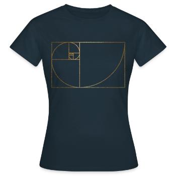 Fibonacci Sequence Goldener Schnitt Spirale - Frauen T-Shirt - Navy - Vorne - AI Model Female 172 dark (172cm)