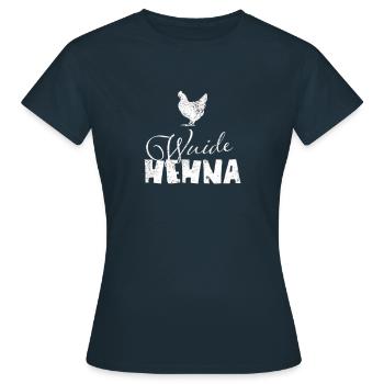 Wuide Hehna - Bayrischer Kosename - Bavarian Bayer - Frauen T-Shirt - Navy - Vorne - AI Model Female 172 dark (172cm)