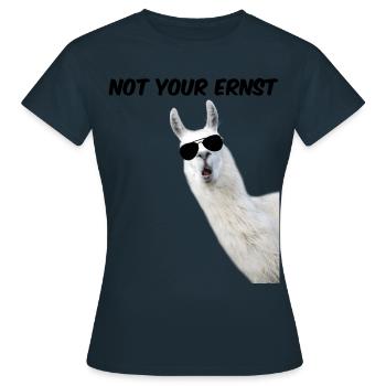 Alapaka Lama Sonnenbrille Not Your Ernst Denglisch - Frauen T-Shirt - Navy - Vorne - AI Model Female 172 dark (172cm)