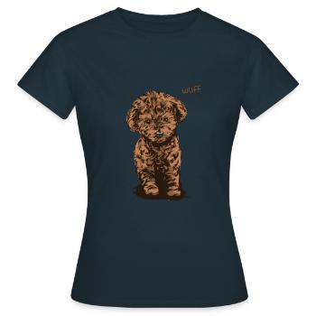Wuff Welpe - Frauen T-Shirt - Navy - Vorne - AI Model Female 172 dark (172cm)