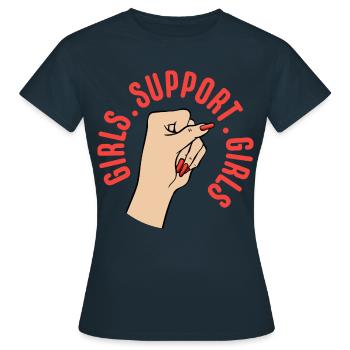 Les filles féministes soutiennent les filles - T-shirt Femme - marine - Devant - AI Model Female 172 dark (172cm)