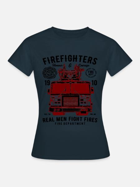 Feuerwehrleute Echte Männer bekämpfen Brände - Frauen T-Shirt - Navy
