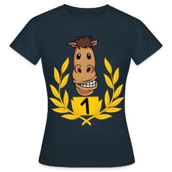 Chevaux Placement Cavaliers Chevauchant Cheval Fou - T-shirt Femme - marine - Devant - AI Model Female 172 dark (172cm)