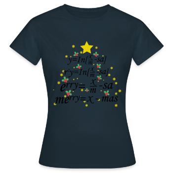 Professeur de Noël - Enseignant de Mamathemase de Noël - T-shirt Femme - marine - Devant - AI Model Female 172 dark (172cm)