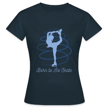Patinage sur glace - Né du patin à glace - T-shirt Femme - marine - Devant - AI Model Female 172 dark (172cm)