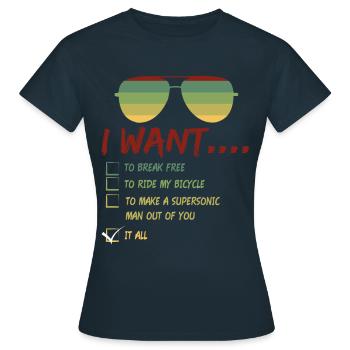 I Want To Break Free Sonnenbrille Sommer - Frauen T-Shirt - Navy - Vorne - AI Model Female 172 dark (172cm)