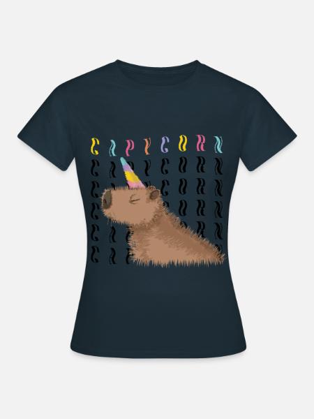 Capybara Capycorn Licorne Rongeur Poison - T-shirt Femme - marine