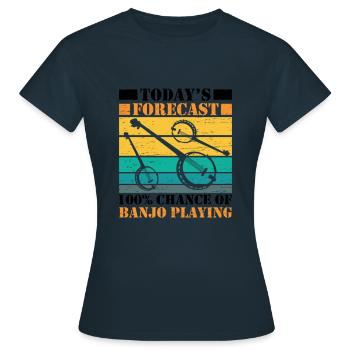Heute Prognose Banjo Musiker Gitarre Spielen - Frauen T-Shirt - Navy - Vorne - AI Model Female 172 dark (172cm)
