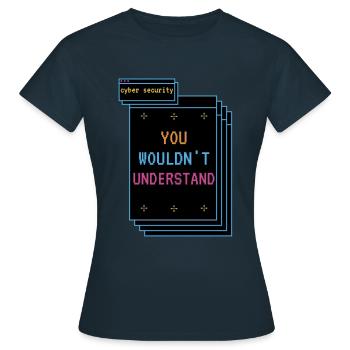 Cybersecurity - IT-Sicherheit Informatiker - Frauen T-Shirt - Navy - Vorne - AI Model Female 172 dark (172cm)