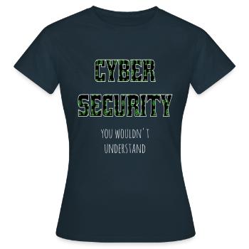 Cybersécurité - Informaticien de sécurité informatique - T-shirt Femme - marine - Devant - AI Model Female 172 dark (172cm)