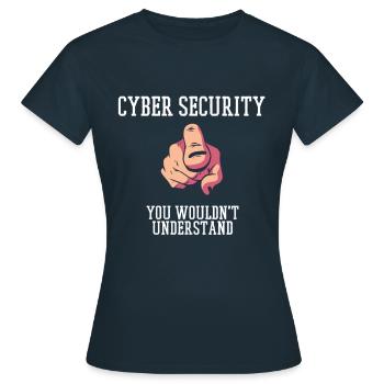 Cybersécurité - Informaticien de sécurité informatique - T-shirt Femme - marine - Devant - AI Model Female 172 dark (172cm)