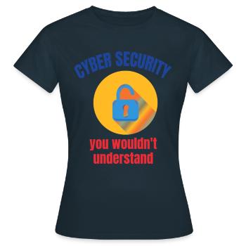 Cybersécurité - Informaticien de sécurité informatique - T-shirt Femme - marine - Devant - AI Model Female 172 dark (172cm)