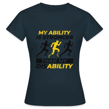 Ability is more - Women's T-Shirt - navy - Front - AI Model Female 172 dark (172cm)