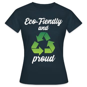 Respectueux de l’environnement et fier - T-shirt Femme - marine - Devant - AI Model Female 172 dark (172cm)
