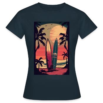 Style Rétro Surf - T-shirt Femme - marine - Devant - AI Model Female 172 dark (172cm)