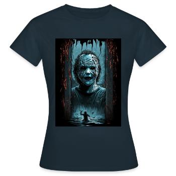Gruselige Horrorfigur - Frauen T-Shirt - Navy - Vorne - AI Model Female 172 dark (172cm)