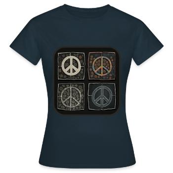 Friedenssymbole in verschiedenen Stilen - Frauen T-Shirt - Navy - Vorne - AI Model Female 172 dark (172cm)