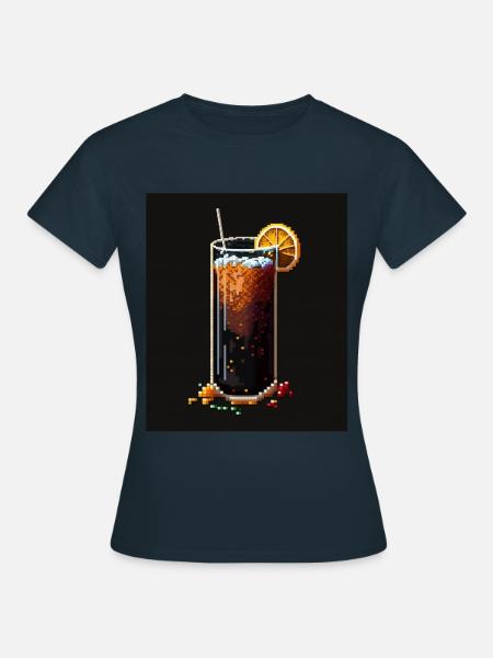 Pixel Art Longdrink - Frauen T-Shirt - Navy